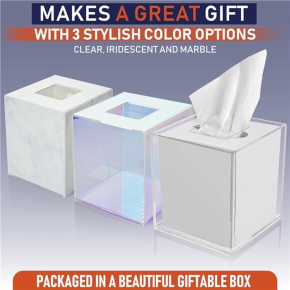 Acrylic Tissue Box Holder, Square Clear Tissue Box Dispenser for Facial Tissue - Picture 6 of 7